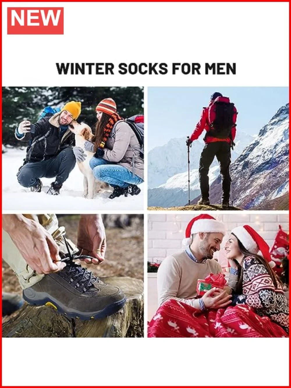 Merino Wool Socks 5 Pairs Thick Thermal Hiking Cold Weather